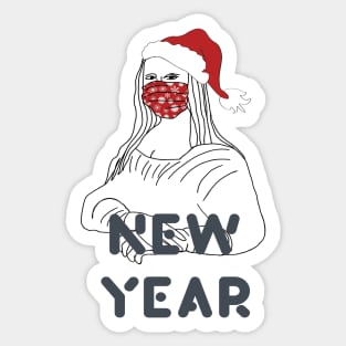 Funny Santa Mona Lisa Sticker